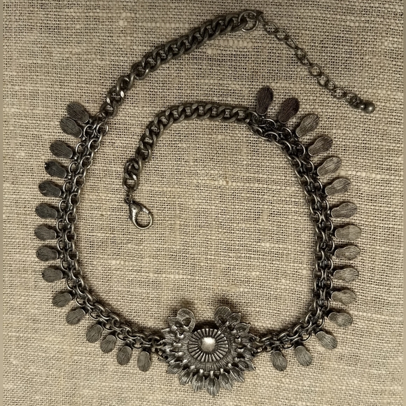 Boho Silver and Turquoise Costume Necklace - Picture 3 of 3